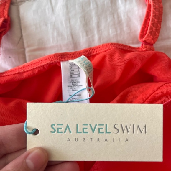 NWT Sea Level Honeycomb Cross Front Multi Fit One Piece 4-6 Tangerine - Picture 11 of 16